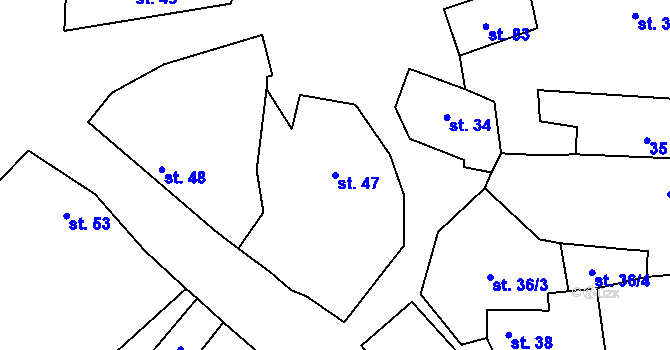 Parcela st. 47 v KÚ Čečelovice, Katastrální mapa