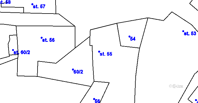 Parcela st. 55 v KÚ Čečelovice, Katastrální mapa