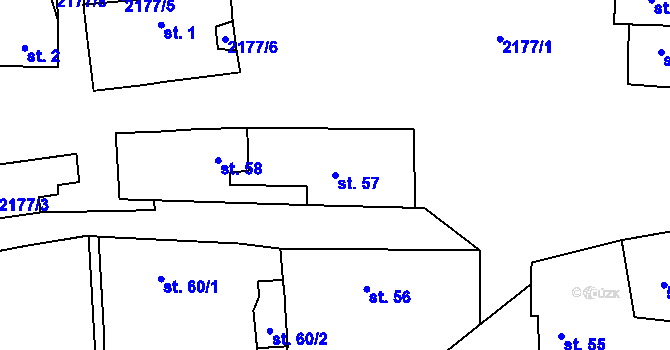 Parcela st. 57 v KÚ Čečelovice, Katastrální mapa