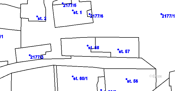 Parcela st. 58 v KÚ Čečelovice, Katastrální mapa