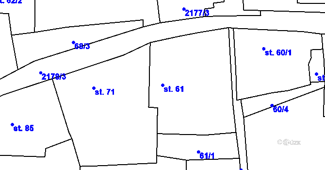 Parcela st. 61 v KÚ Čečelovice, Katastrální mapa