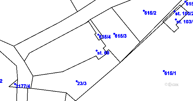 Parcela st. 69 v KÚ Čečelovice, Katastrální mapa
