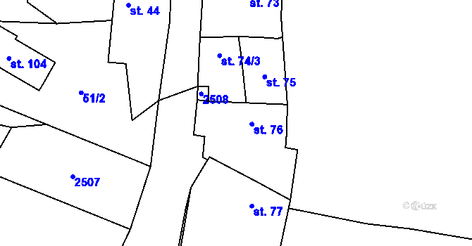 Parcela st. 76 v KÚ Čečelovice, Katastrální mapa