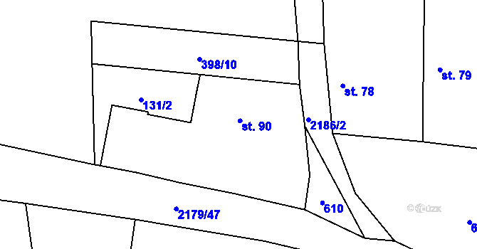 Parcela st. 90 v KÚ Čečelovice, Katastrální mapa
