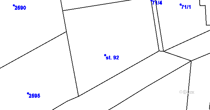 Parcela st. 92 v KÚ Čečelovice, Katastrální mapa