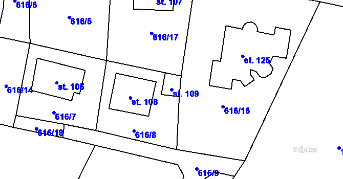 Parcela st. 109 v KÚ Čečelovice, Katastrální mapa