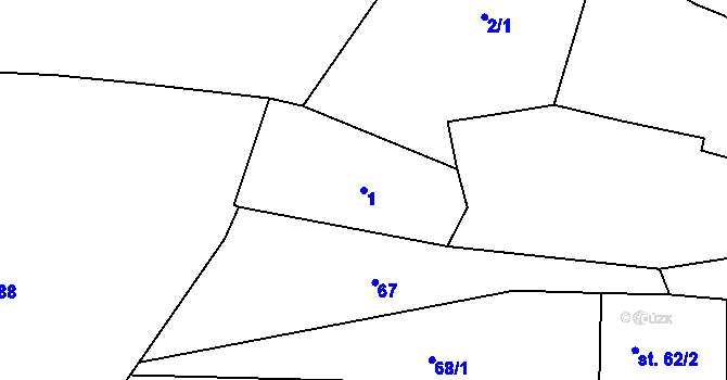Parcela st. 1 v KÚ Čečelovice, Katastrální mapa