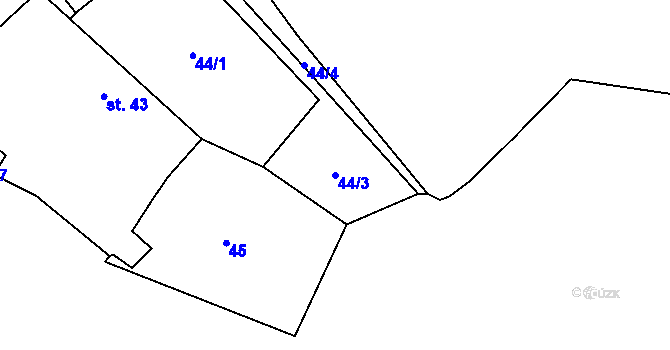 Parcela st. 44/3 v KÚ Čečelovice, Katastrální mapa