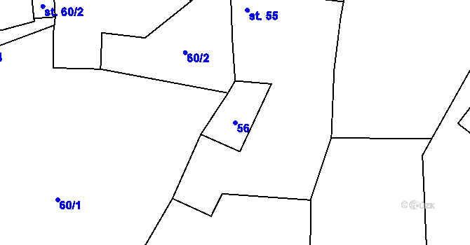 Parcela st. 56 v KÚ Čečelovice, Katastrální mapa