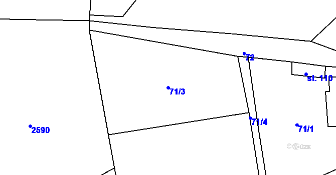 Parcela st. 71/3 v KÚ Čečelovice, Katastrální mapa