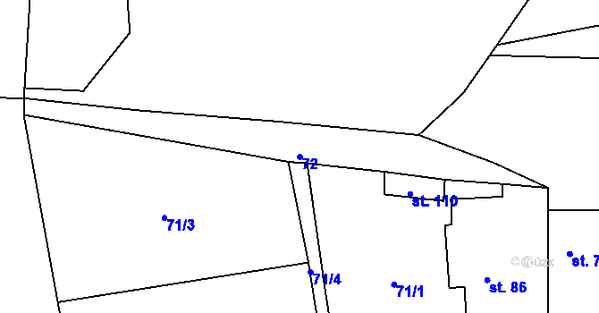 Parcela st. 72 v KÚ Čečelovice, Katastrální mapa