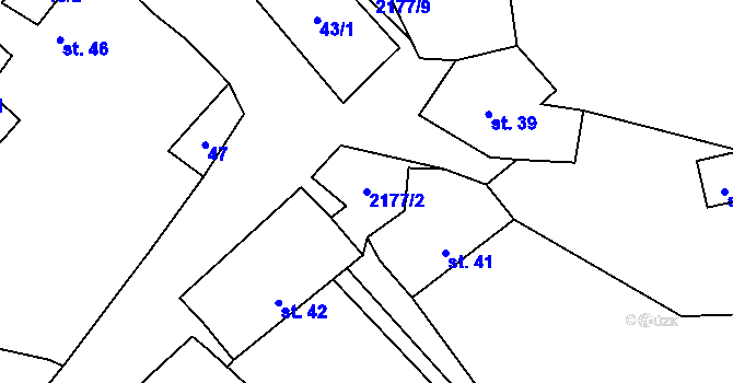 Parcela st. 2177/2 v KÚ Čečelovice, Katastrální mapa