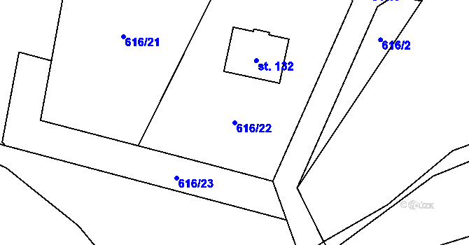Parcela st. 616/22 v KÚ Čečelovice, Katastrální mapa