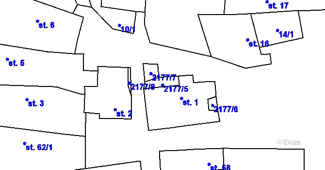 Parcela st. 2177/5 v KÚ Čečelovice, Katastrální mapa