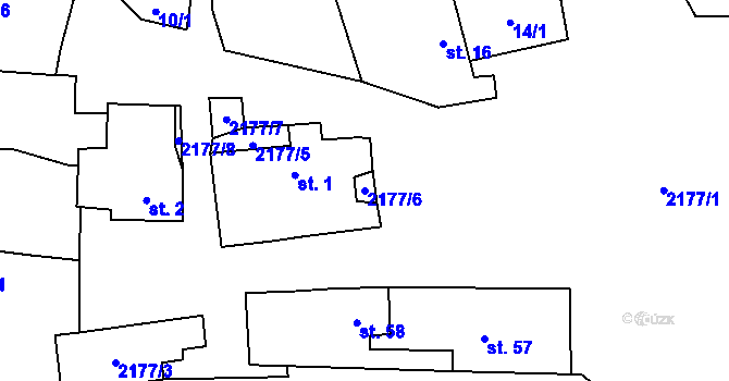 Parcela st. 2177/6 v KÚ Čečelovice, Katastrální mapa