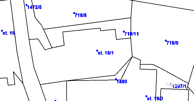Parcela st. 18/1 v KÚ Čečovice, Katastrální mapa