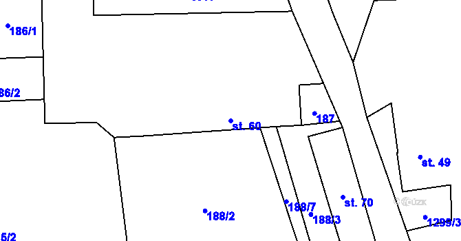Parcela st. 60 v KÚ Čečovice, Katastrální mapa