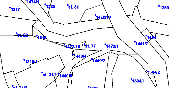 Parcela st. 77 v KÚ Čečovice, Katastrální mapa
