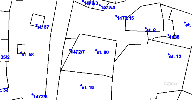 Parcela st. 80 v KÚ Čečovice, Katastrální mapa