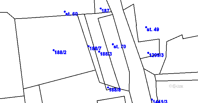 Parcela st. 188/3 v KÚ Čečovice, Katastrální mapa