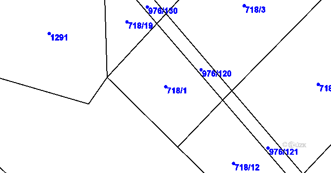 Parcela st. 718/1 v KÚ Čečovice, Katastrální mapa
