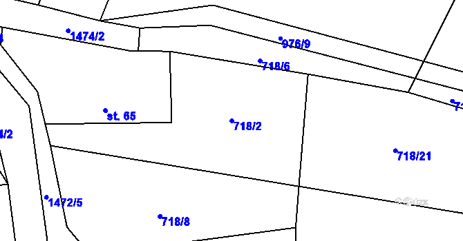 Parcela st. 718/2 v KÚ Čečovice, Katastrální mapa