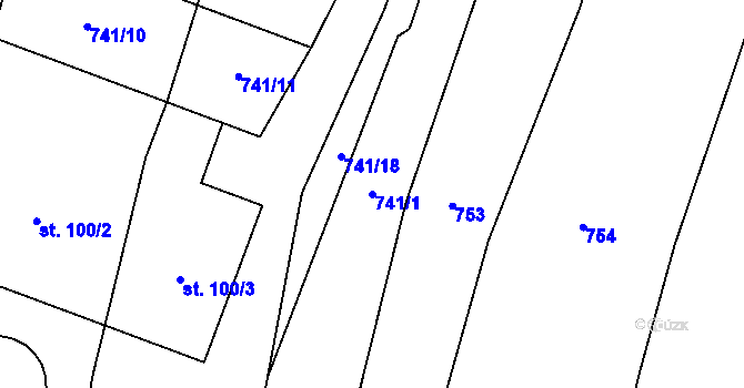 Parcela st. 741/1 v KÚ Čečovice, Katastrální mapa