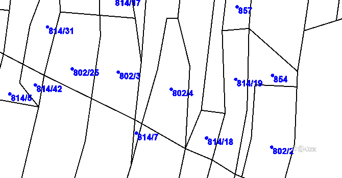 Parcela st. 802/4 v KÚ Čečovice, Katastrální mapa