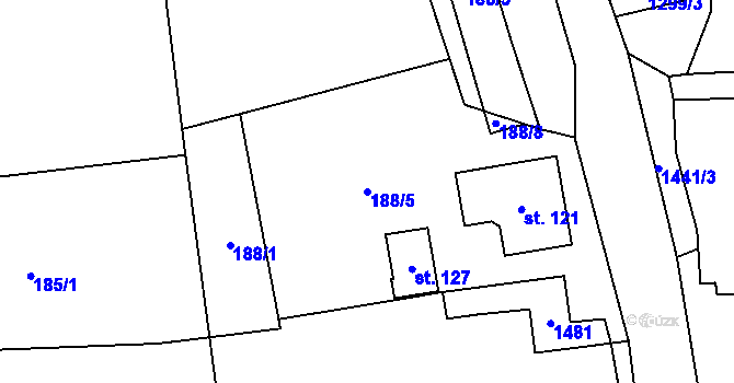 Parcela st. 188/5 v KÚ Čečovice, Katastrální mapa