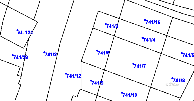 Parcela st. 741/6 v KÚ Čečovice, Katastrální mapa