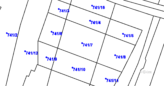 Parcela st. 741/7 v KÚ Čečovice, Katastrální mapa