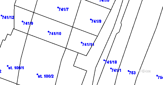 Parcela st. 741/11 v KÚ Čečovice, Katastrální mapa