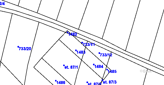 Parcela st. 733/11 v KÚ Čečovice, Katastrální mapa