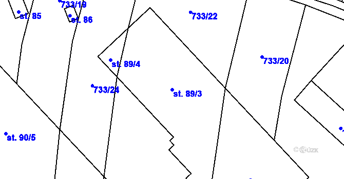 Parcela st. 89/3 v KÚ Čečovice, Katastrální mapa