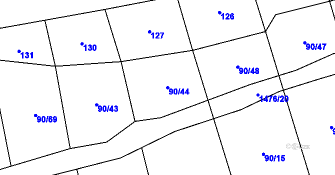 Parcela st. 90/44 v KÚ Čečovice, Katastrální mapa