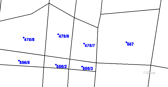 Parcela st. 478/7 v KÚ Čečovice, Katastrální mapa