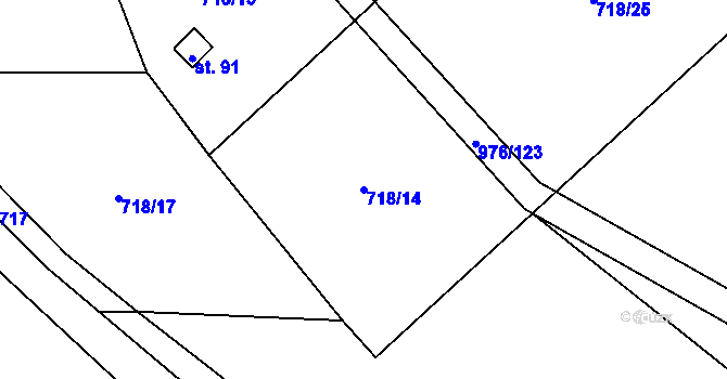 Parcela st. 718/14 v KÚ Čečovice, Katastrální mapa