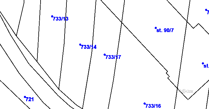 Parcela st. 733/17 v KÚ Čečovice, Katastrální mapa