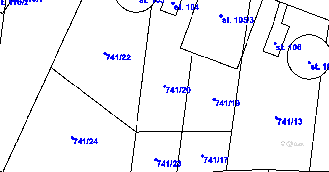 Parcela st. 741/20 v KÚ Čečovice, Katastrální mapa