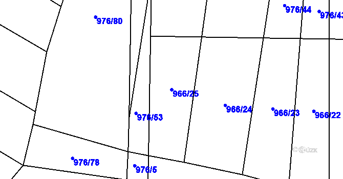 Parcela st. 966/25 v KÚ Čečovice, Katastrální mapa