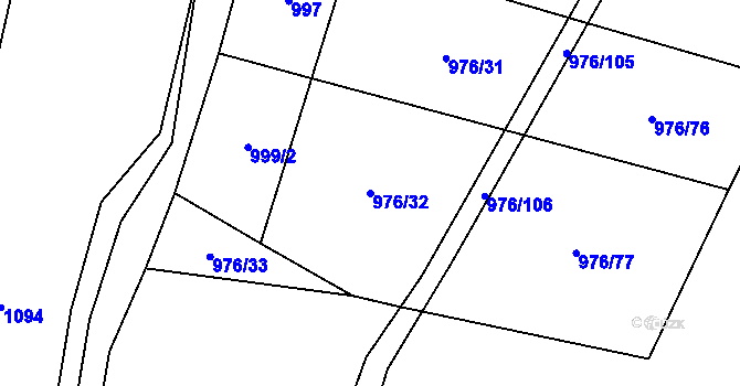 Parcela st. 976/32 v KÚ Čečovice, Katastrální mapa