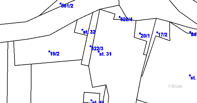 Parcela st. 31 v KÚ Liškov, Katastrální mapa