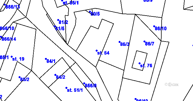 Parcela st. 54 v KÚ Liškov, Katastrální mapa