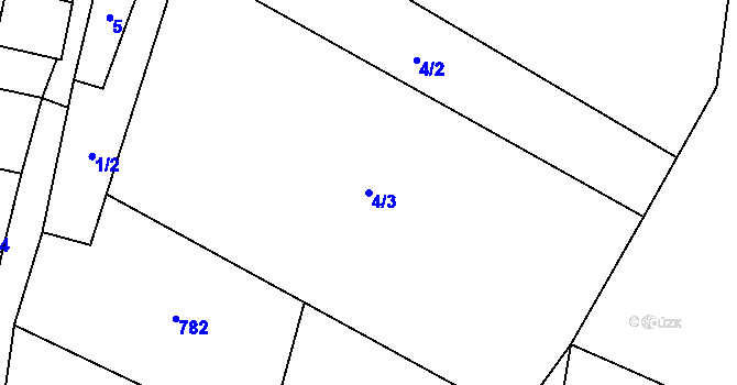 Parcela st. 4/3 v KÚ Liškov, Katastrální mapa