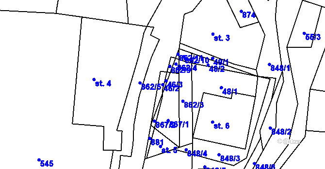 Parcela st. 46/2 v KÚ Liškov, Katastrální mapa
