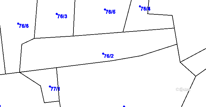 Parcela st. 76/2 v KÚ Liškov, Katastrální mapa