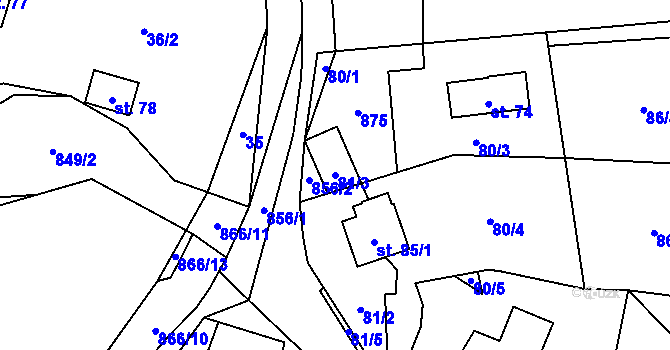 Parcela st. 81/3 v KÚ Liškov, Katastrální mapa