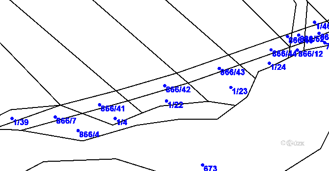 Parcela st. 866/42 v KÚ Liškov, Katastrální mapa