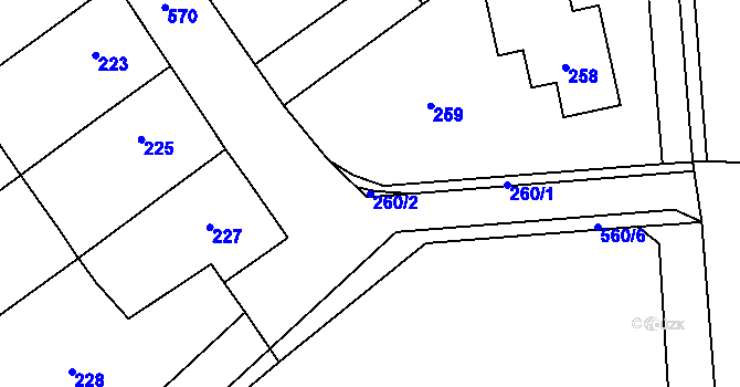 Parcela st. 260/2 v KÚ Čehovice, Katastrální mapa