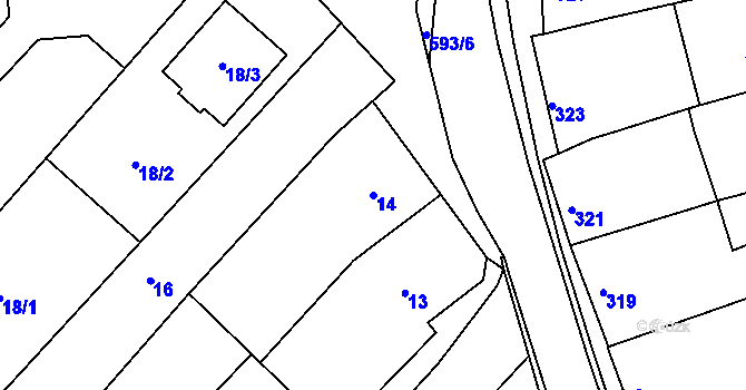 Parcela st. 14 v KÚ Čehovice, Katastrální mapa